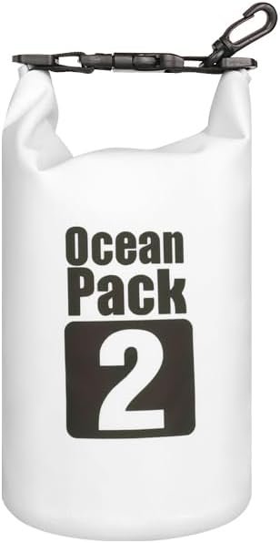 Dry Sack/Waterproof Bag for Boating, Kayaking, Hiking, Snowboarding, Camping, Rafting, Fishing and Backpacking (white, 2L), BO-BAGS-001