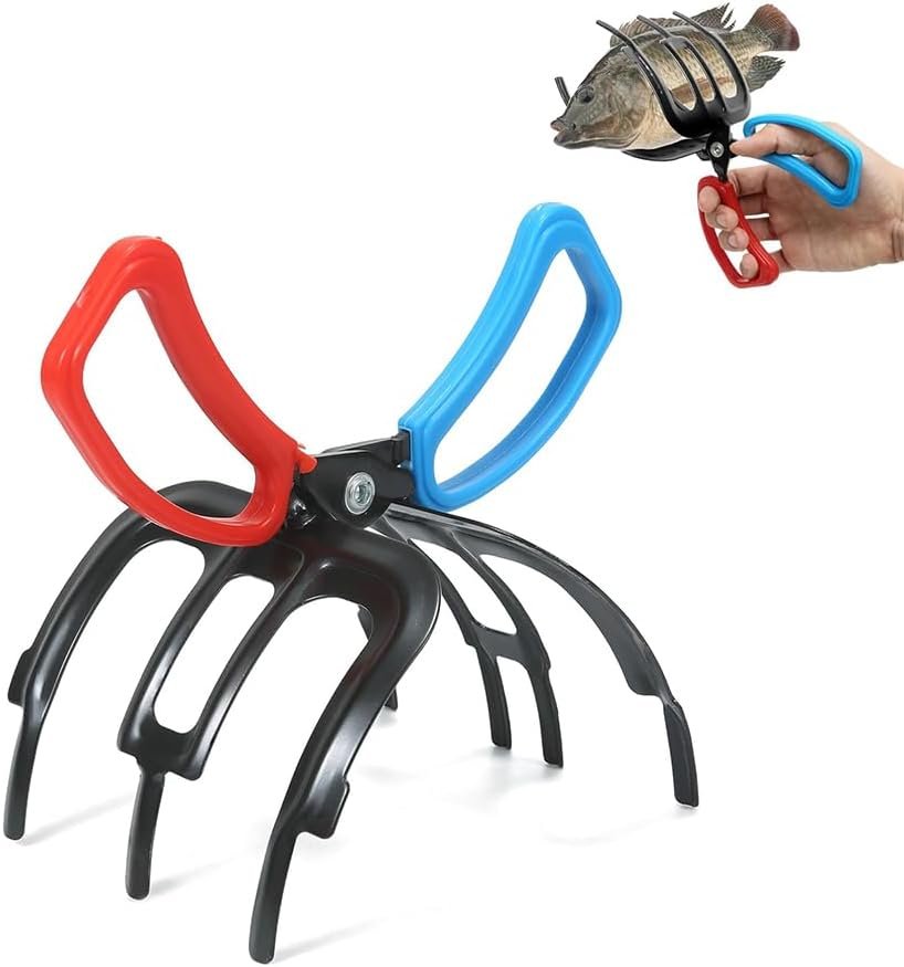FXOICMI 3 Claw Fish Gripper, Metal Fishing Pliers Gripper, Non-Slip Fish Grabber Tool, Multifunctional Fish Grips Clamp for Catch and Release, Lightweight Fishing Accessories