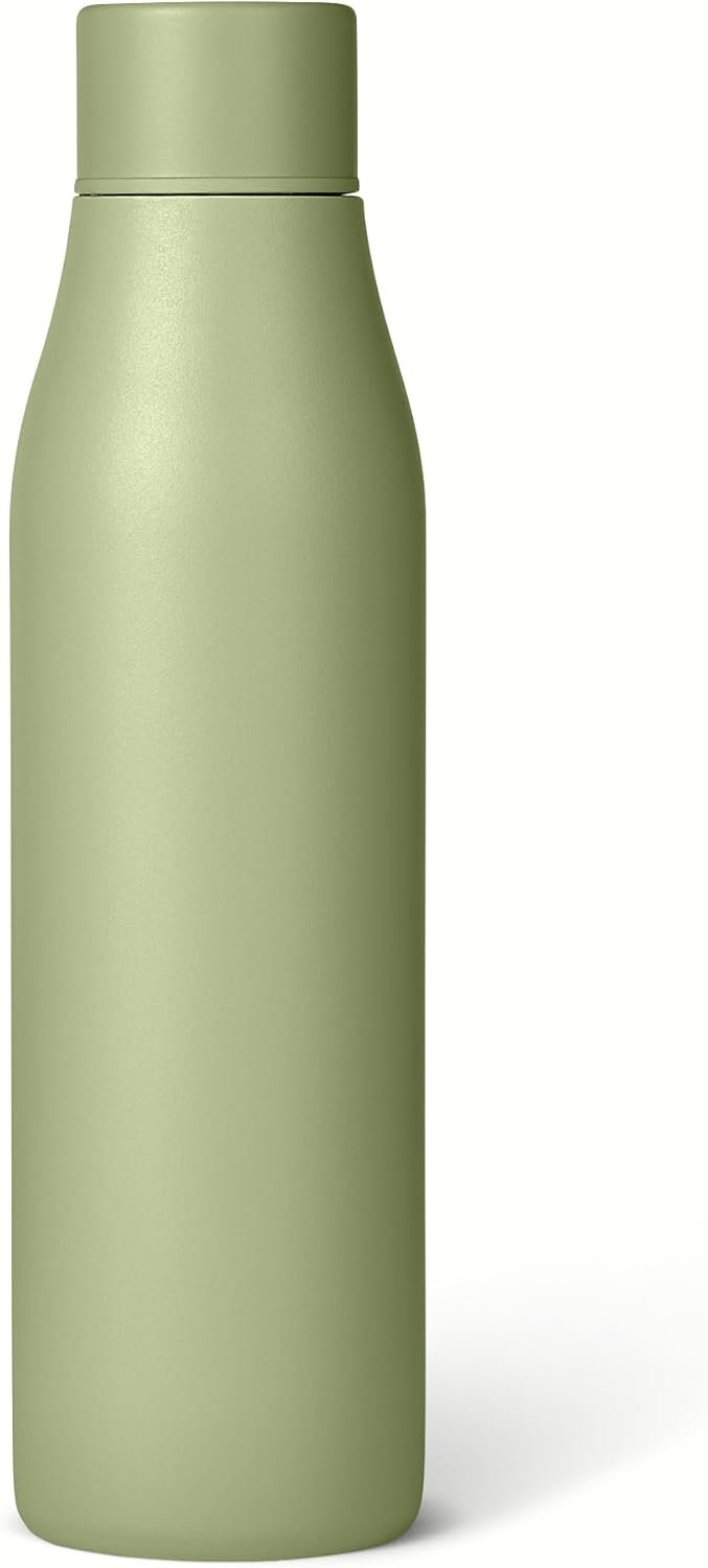 Amazon Basics Insulated Stainless Steel Water Bottle, Leak-Proof, Double-Wall, 20 oz., BPA-Free, Olive