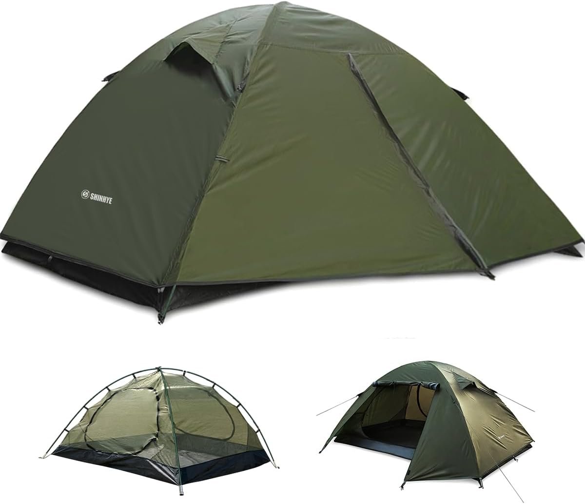 ShinHye Backpacking Tent 2/3/4 Person – Ultralight Dome Portable Tents for Camping Easy Set Up, Outdoor Hiking Waterproof Camp Instant Tent Two Doors Double Layer