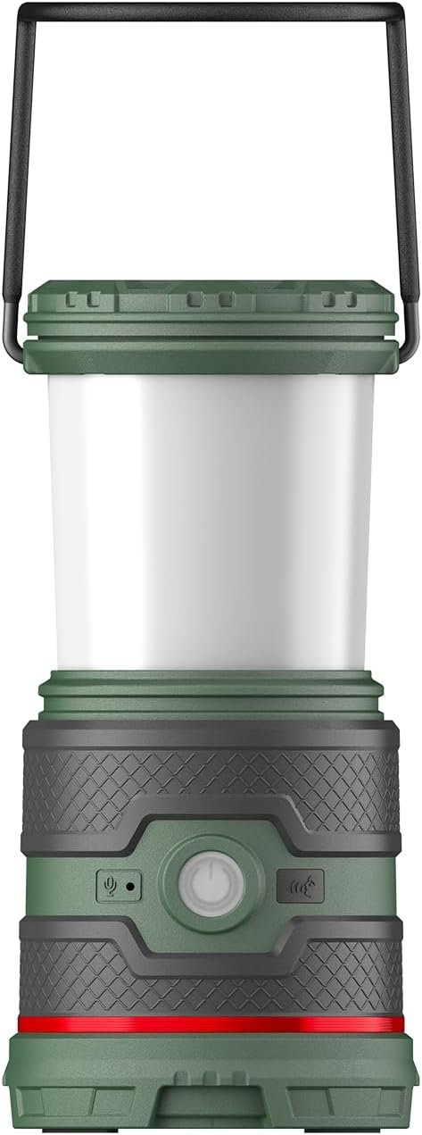 Coast EAL35R 1000 Lumen Voice-Controlled LED Emergency & Camping Area Lantern with Warm, Cool White, Day, Red & Red Flashing Mode, Power Bank Functionality – Forest
