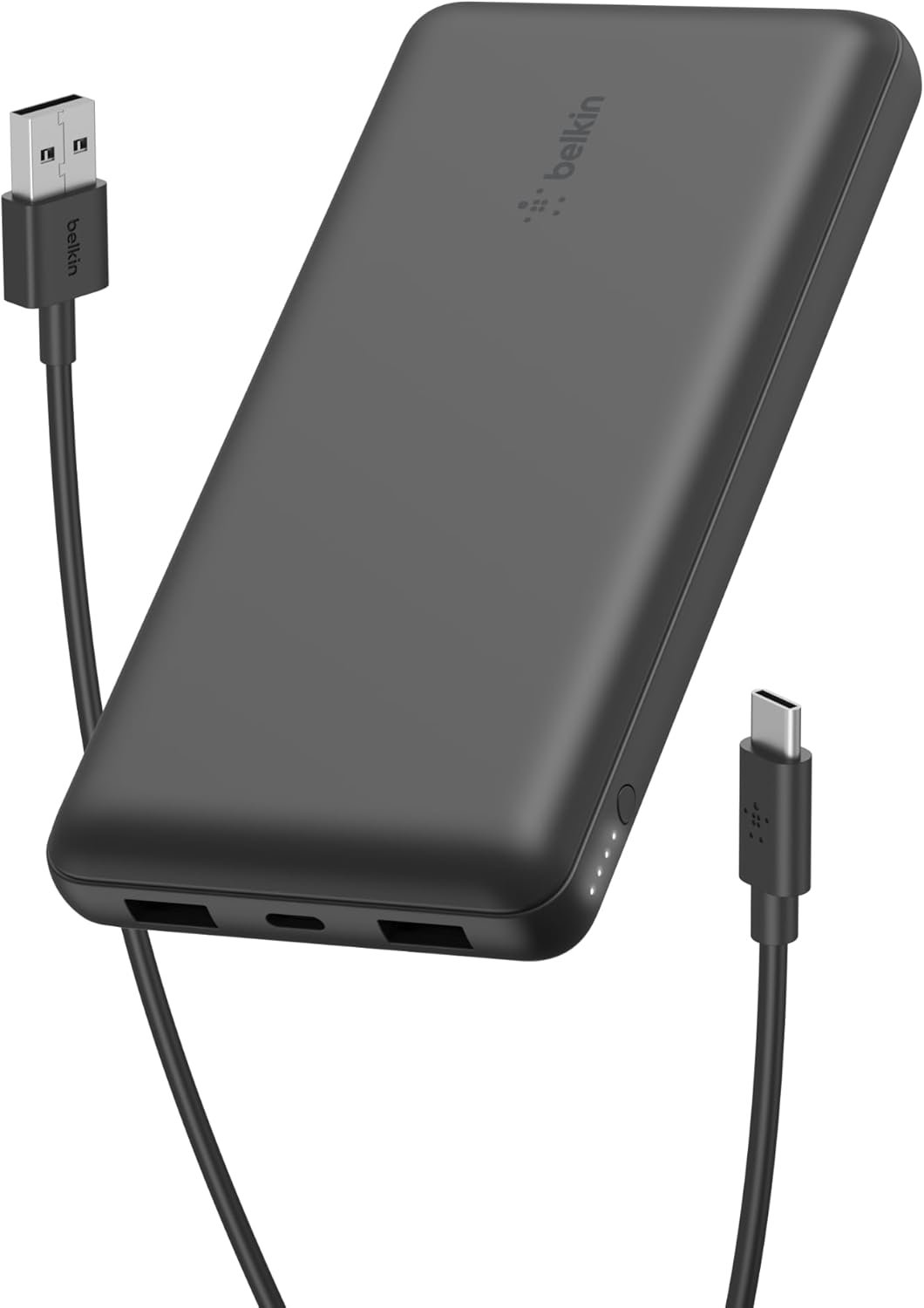 Belkin Portable Charger, USB-C Power Bank 20000 mAh w/ 2 USB-A Ports, 15W w/ Type-A to Type-C Cable – iPhone 17, Air, Pro, Pro Max, AirPods, Apple Watch, Samsung Galaxy S26, Google Pixel 10 – Black