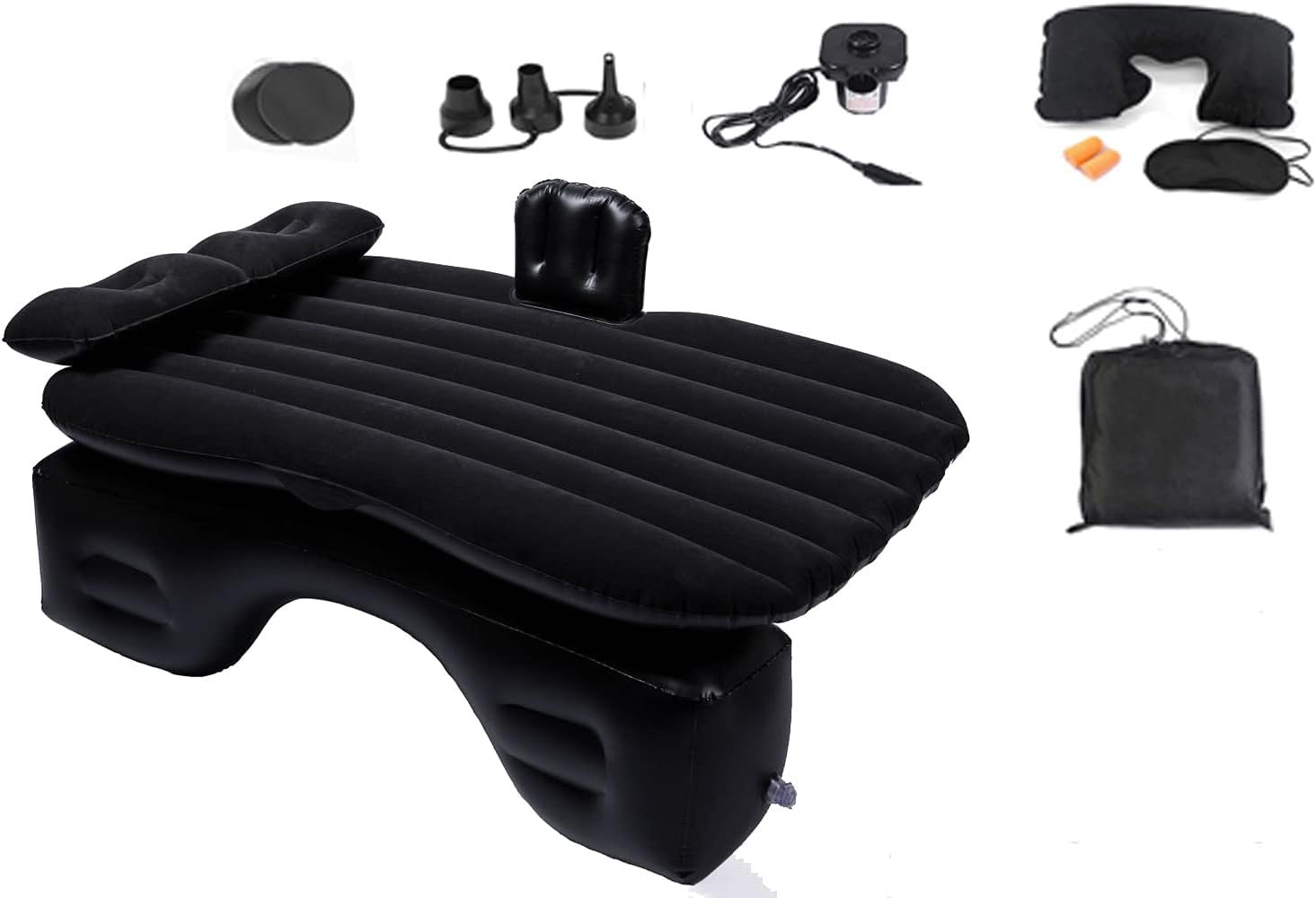 Onirii Inflatable Car Air Mattress Back Seat Bed with Air Pump,Thickened Portable Car Travel Sleeping Camping Air Mattress Blow Up Bed for Car Universal SUV