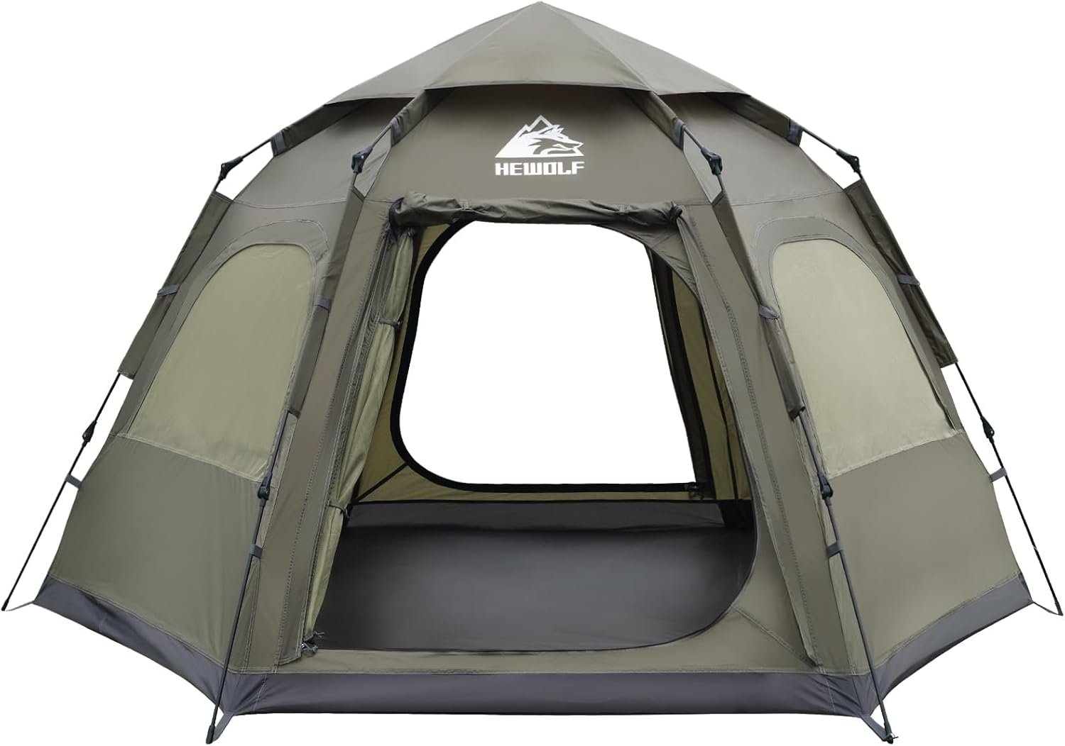 Hewolf 2/3/4 Person Camping Tent – Instant Pop Up Waterproof 2 Doors Tent with Easy Setup | 3-Season Hexagonal Dome Design for Family, Hiking & Traveling