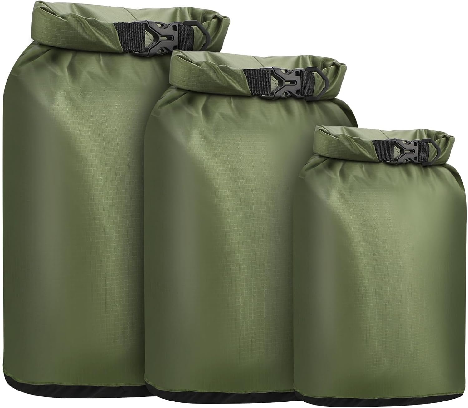 Pimoys Dry Bag Waterproof 3 Pack Lightweight Dry Sack, 6L&10L&20L Outdoor Stuff Sack, Durable Wet Dry Storage Bag for Hiking, Backpacking, Camping, Kayaking, Swimming, Boating- Green