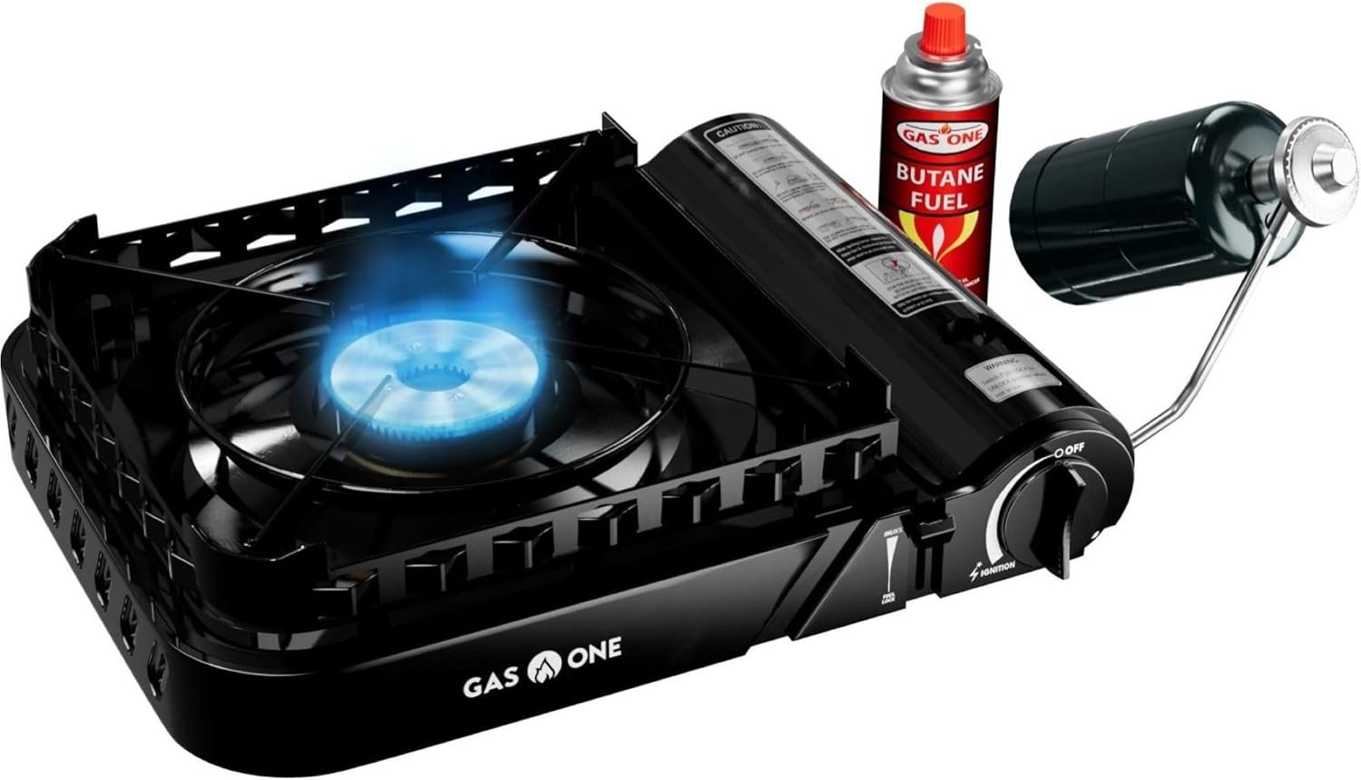 GasOne 15,000 BTU Propane or Butane Stove Dual Fuel Stove Portable Camping Stove – Patented – with Carrying Case Great for Emergency Preparedness Kit
