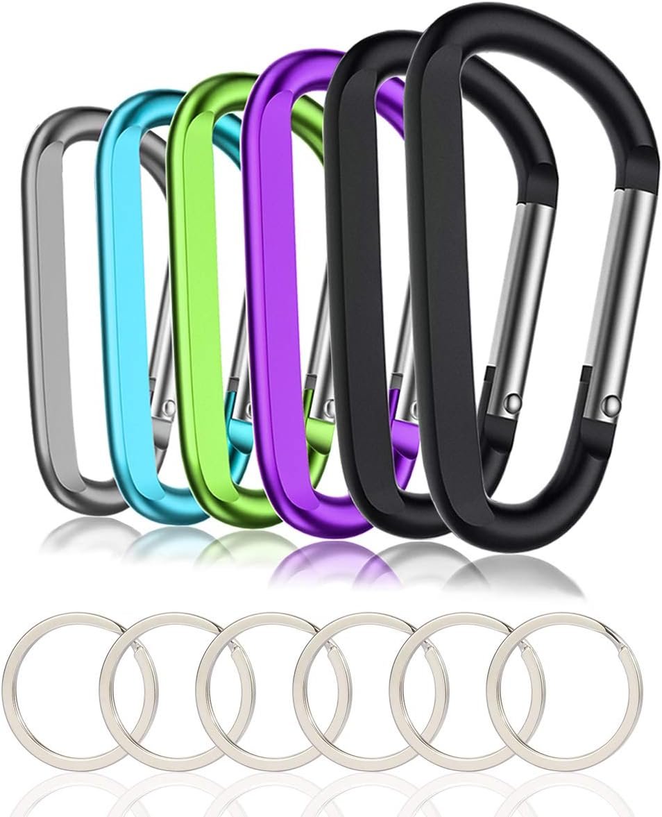CampTek Carabiner Caribeaner Clip,3″ Large Aluminum D Ring Shape Carabeaner with Keyring Keychain Hook