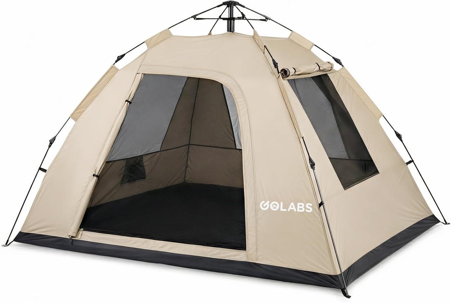 Golabs Pop Up Camping Tent for 2/3/4 Person, 1-Min Setup by Pre-Attached Pole, 4 Side Mesh& Door for View/Airflow, CT2 Instant Canopy Tent with PU1500mm Waterproof, for Outdoor/Camping/Music Festivals