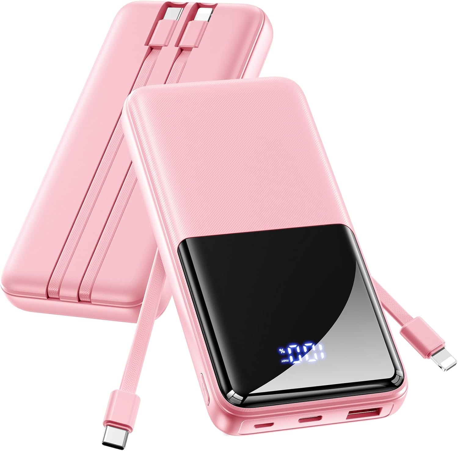 Portable Charger Power Bank – 20000mAh Battery Pack 22.5W Fast Charging Built-in Cable, Portable Phone Charger for iPhone All Models Samsung Android, Airline Friendly Travel Essentials, 1 Pack, red