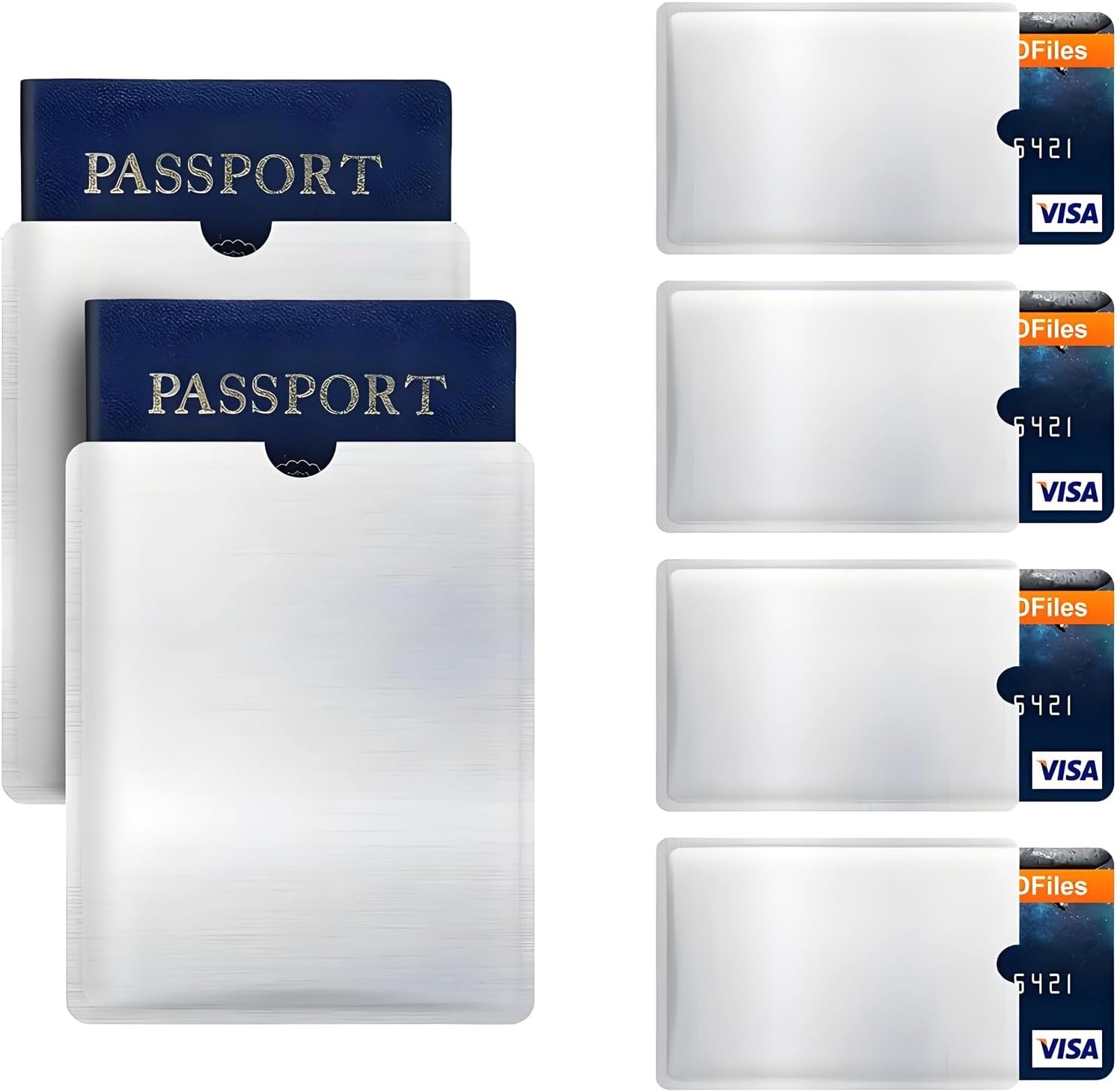 RFID Blocking Sleeve Anti Theft 4 Credit Card & 2 Passport Holder Wallet Pocket