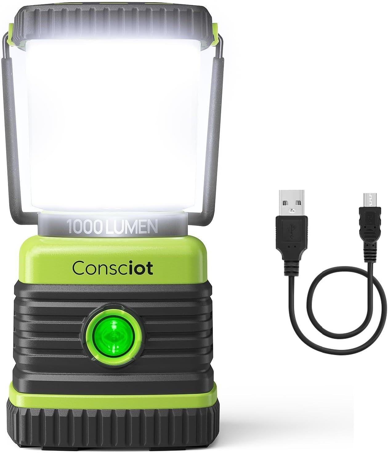 LED Camping Lantern Rechargeable, Consciot Camping Lights, 1000LM, 4 Light Modes, 4400mAh Power Bank, IPX4 Waterproof Tent Lights, Dimmable Flashlight for Emergency, Power Outages, USB Cable Included
