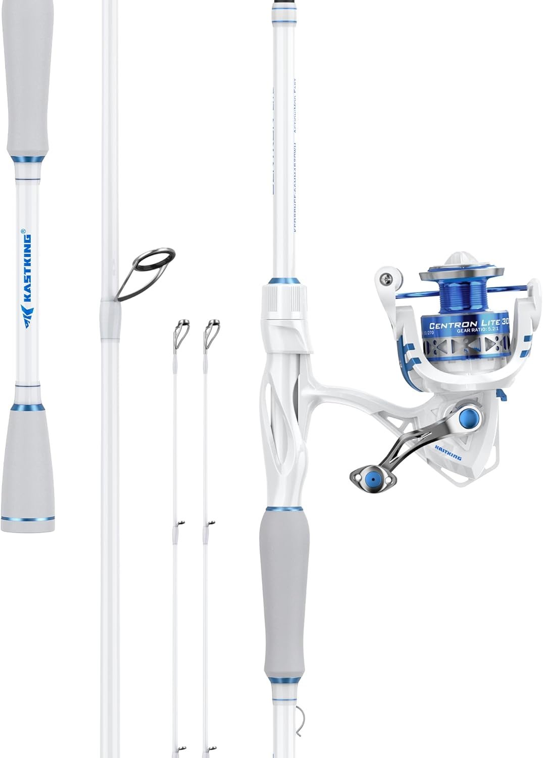 KastKing Centron Lite Travel Fishing Rod and Reel Combo, Packable Twin-Tips Spinning & Baitcaster Combos, Lightweight IM6 Graphite, Portable Multi-Piece Kit for Bass Trout, Freshwater Travel