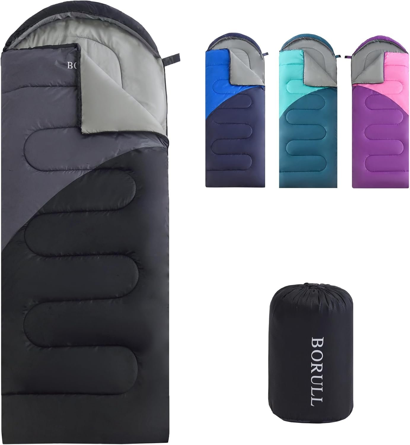 Lightweight Sleeping Bags for Adults & Kids, Backpacking & Scouts, Compact | 3lb, packs 8″x14″. Left-zip Pairs with Right-zip to make a double. 50–68°F for 3-season. Hooded envelope. Machine washable.