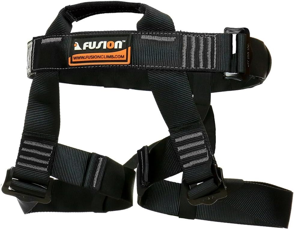 Rock Climbing Harness – Fusion Climb® – (5,000 LBS Rated) Professional Half Body Harness for Mountaineering, Tree Climbing, Ziplining, Rock Climbing, Rappelling- Heavy Duty Half Body Harness