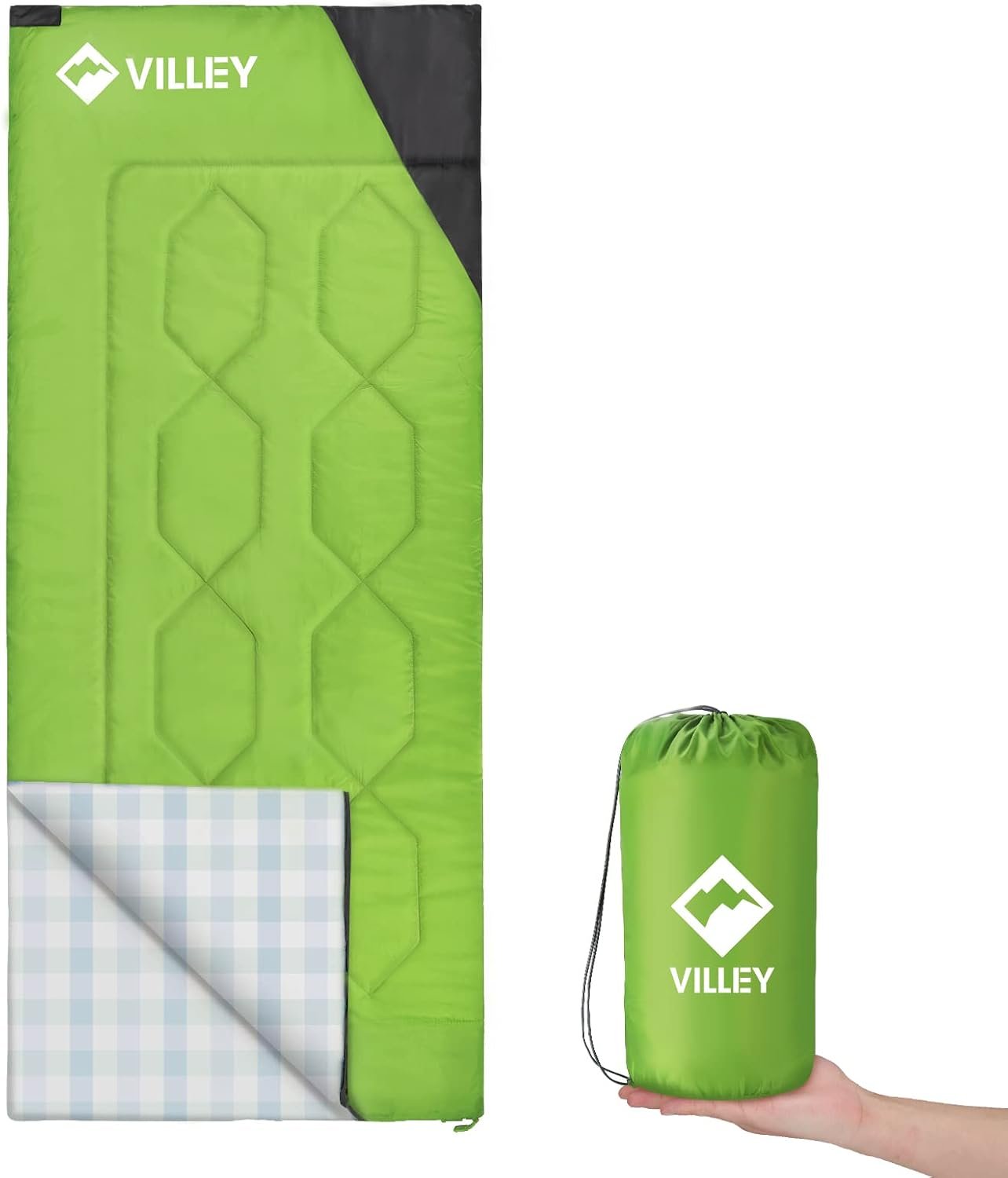 VILLEY Camping Sleeping Bag, Lightweight Backpacking Sleeping Bag with Carrying Bag for Adults & Kids