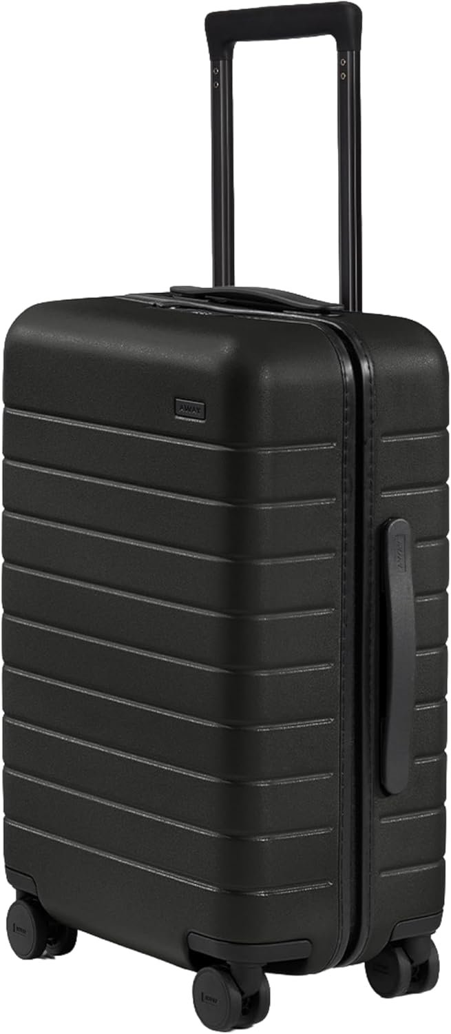 Away Carry-On Luggage – 22-Inch Lightweight Hardside Suitcase with 360° Spinner Wheels, Interior Compression System, TSA-Approved Lock – Jet Black