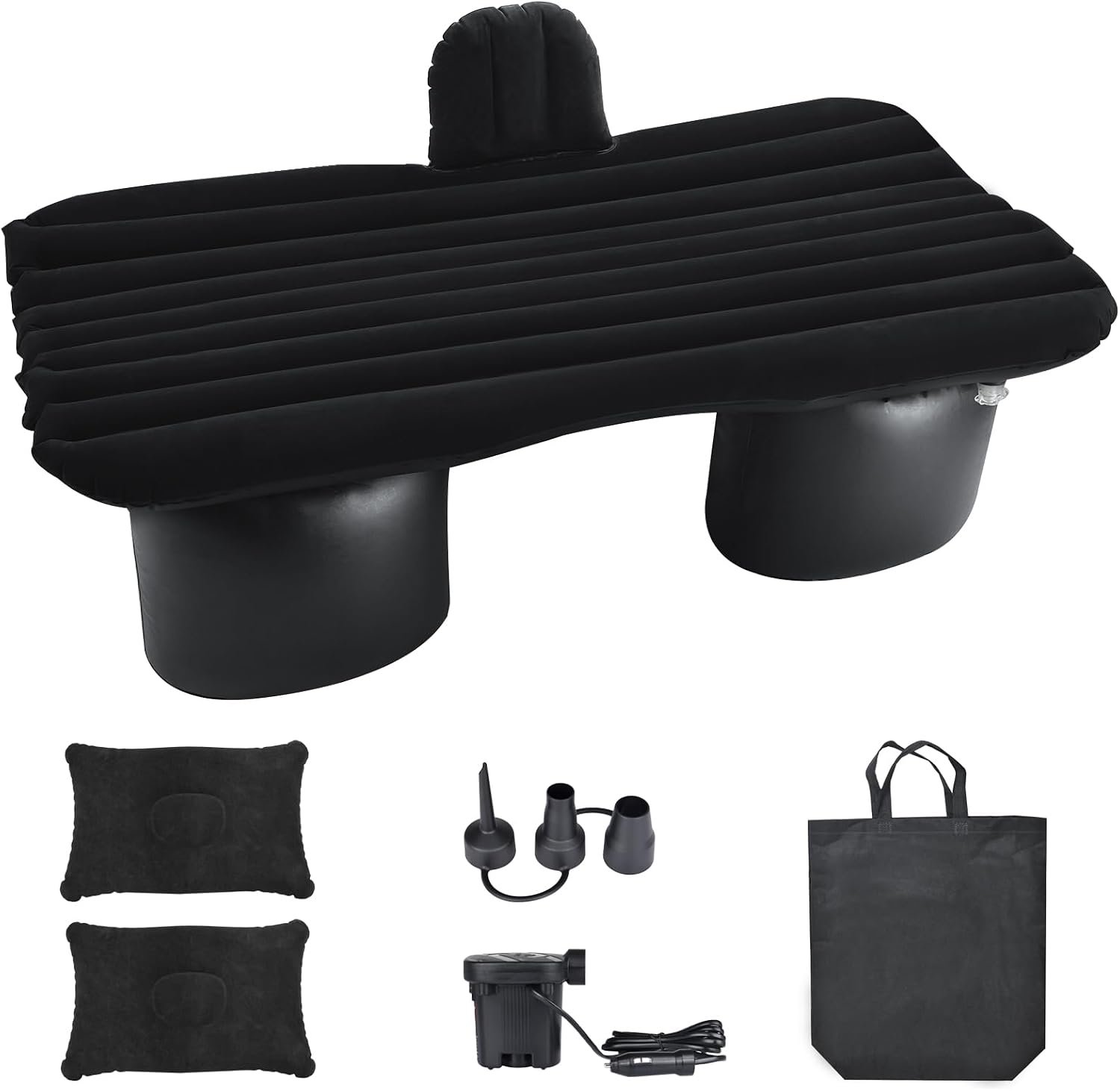 NovelBee Inflatable Car Air Mattress with Round Air Foot Piers, Inflatable Camping Air Mattress, Portable Camping Travel Sleeping Bed for Car SUV Truck
