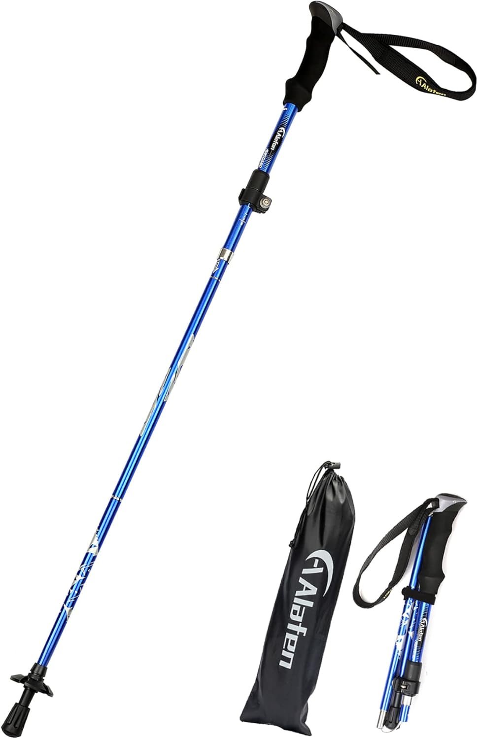 A ALAFEN Aluminum Collapsible Ultralight Travel Trekking Hiking Pole for Men and Women (Fits 5’3″ – 6’2″)