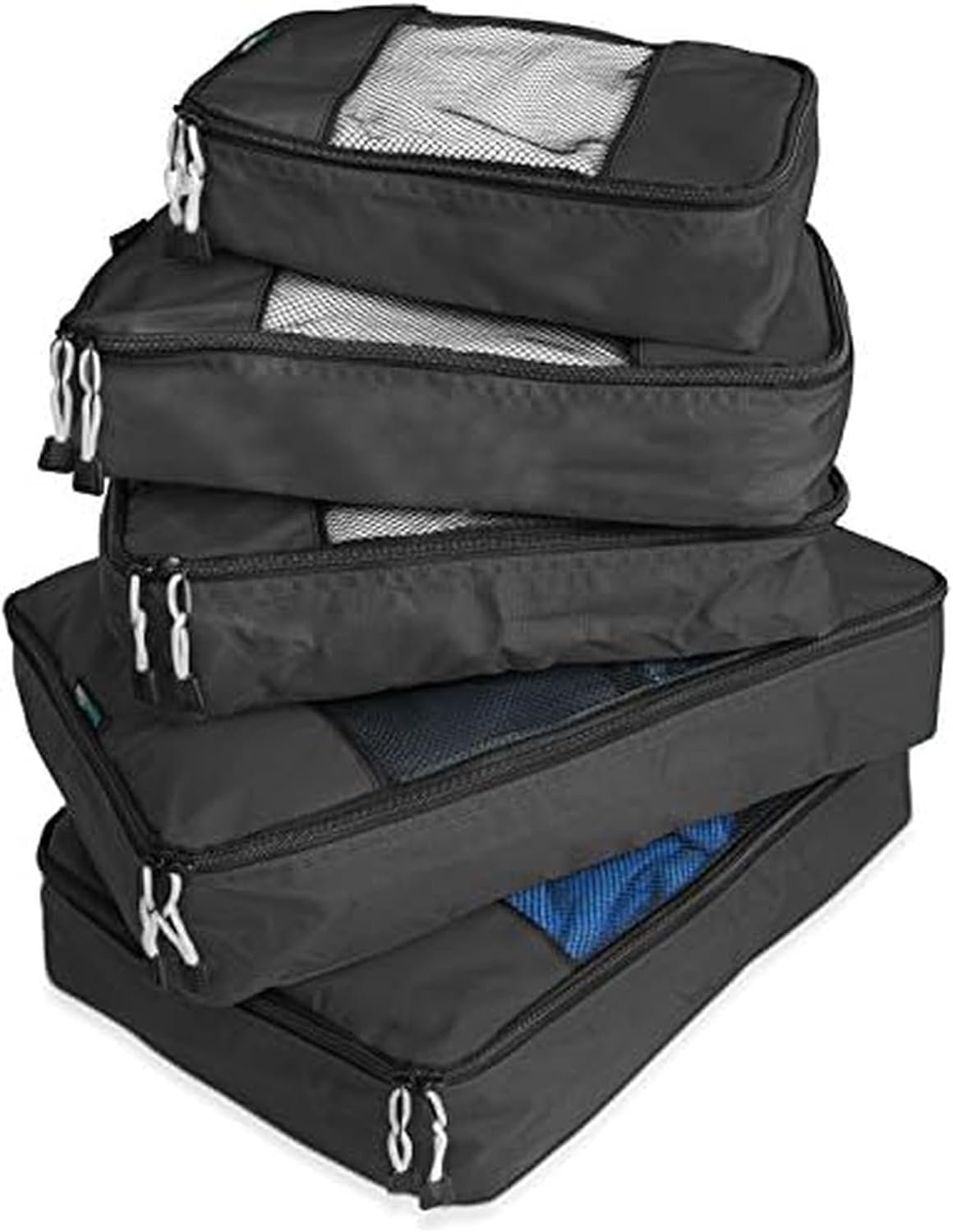 Travel Wise Packing Cubes for Travel – 5 Piece Set with Pattern Design, Lightweight Ripstop Nylon Luggage Organizers with Mesh Panel, Small Medium Large Sizes
