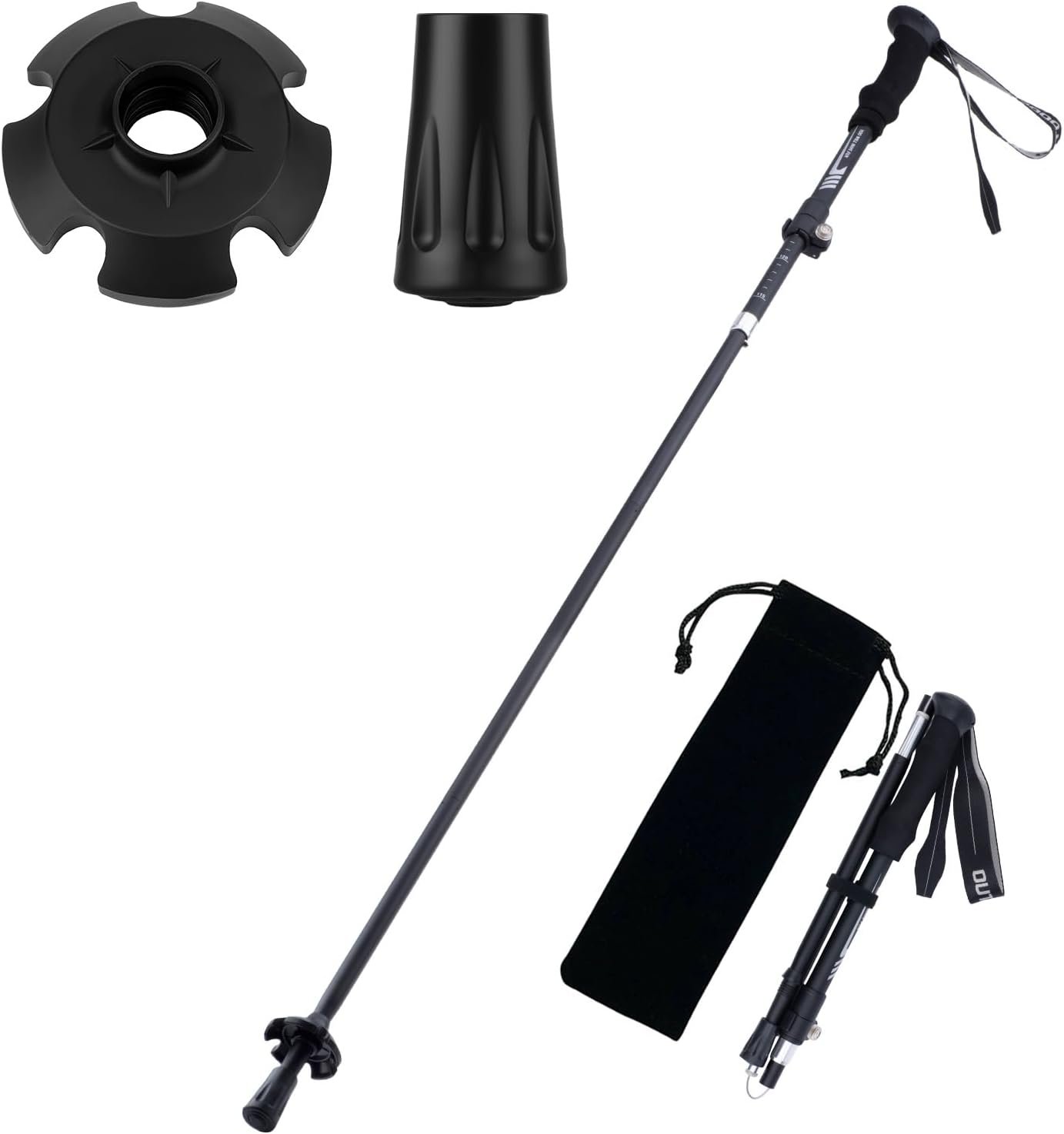 Gifts for Men Christmas Collapsible Trekking Pole, Ultralight 7075 Aluminum Hiking Stick for Women, Men & Seniors, 3-Section Foldable Walking Pole with Tungsten Steel Tip for Travel, Trails & Balance