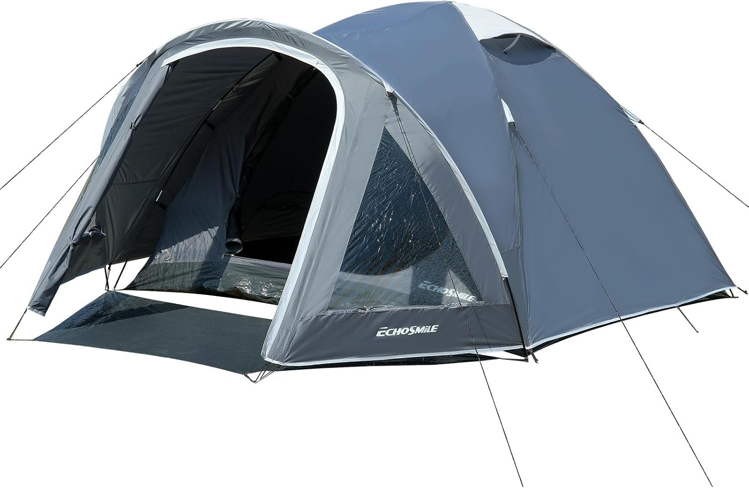 EchoSmile 2-4 Person Tent with Vestibule, PU 2000mm Waterproof Family Camping Tent, Easy Setup Outdoor Shelter with PVC View Windows for Hiking & Travel, All-Weather Rain, Wind & UV Protection