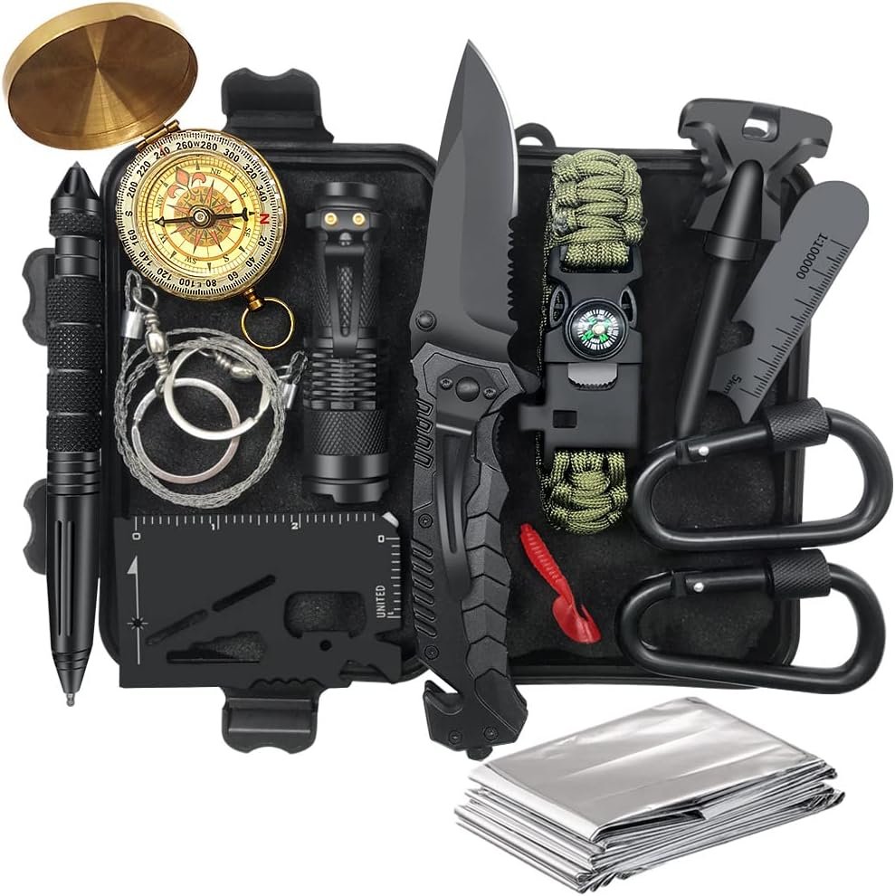Gifts for Men Dad Husband – Fathers Day, Anniversary Birthday Gifts Idea for Him Boyfriend Man- Survival Kit 14 in 1, Survival Gear and Equipment, Fishing Hunting Camping Accessories, Cool Gadgets