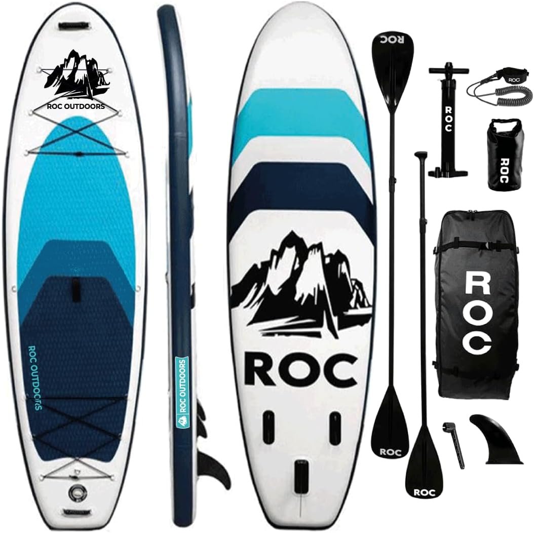 Roc Inflatable Stand Up Paddle Board 10′ 6″ with Premium SUP Paddle Board Accessories, Wide Stable Design, Non-Slip Comfort Deck for Youth & Adults