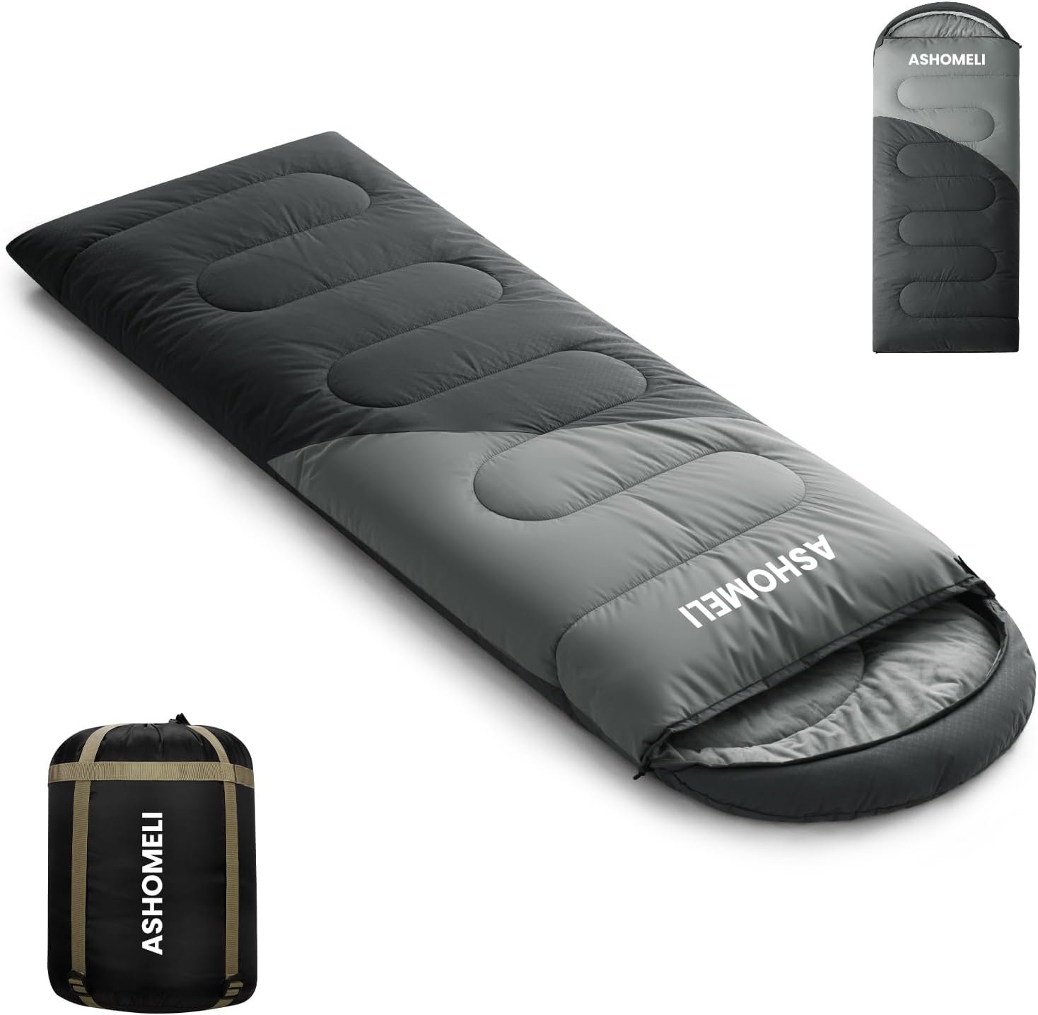 Camping Sleeping Bag for Adults 3-4 Season, Cold Weather Rated Sleeping Bag Waterproof Windproof with Inflatable Pillow, Breathable Foot Zipper, Soft Brushed Fabric, Portable for Outdoor Hiking Travel