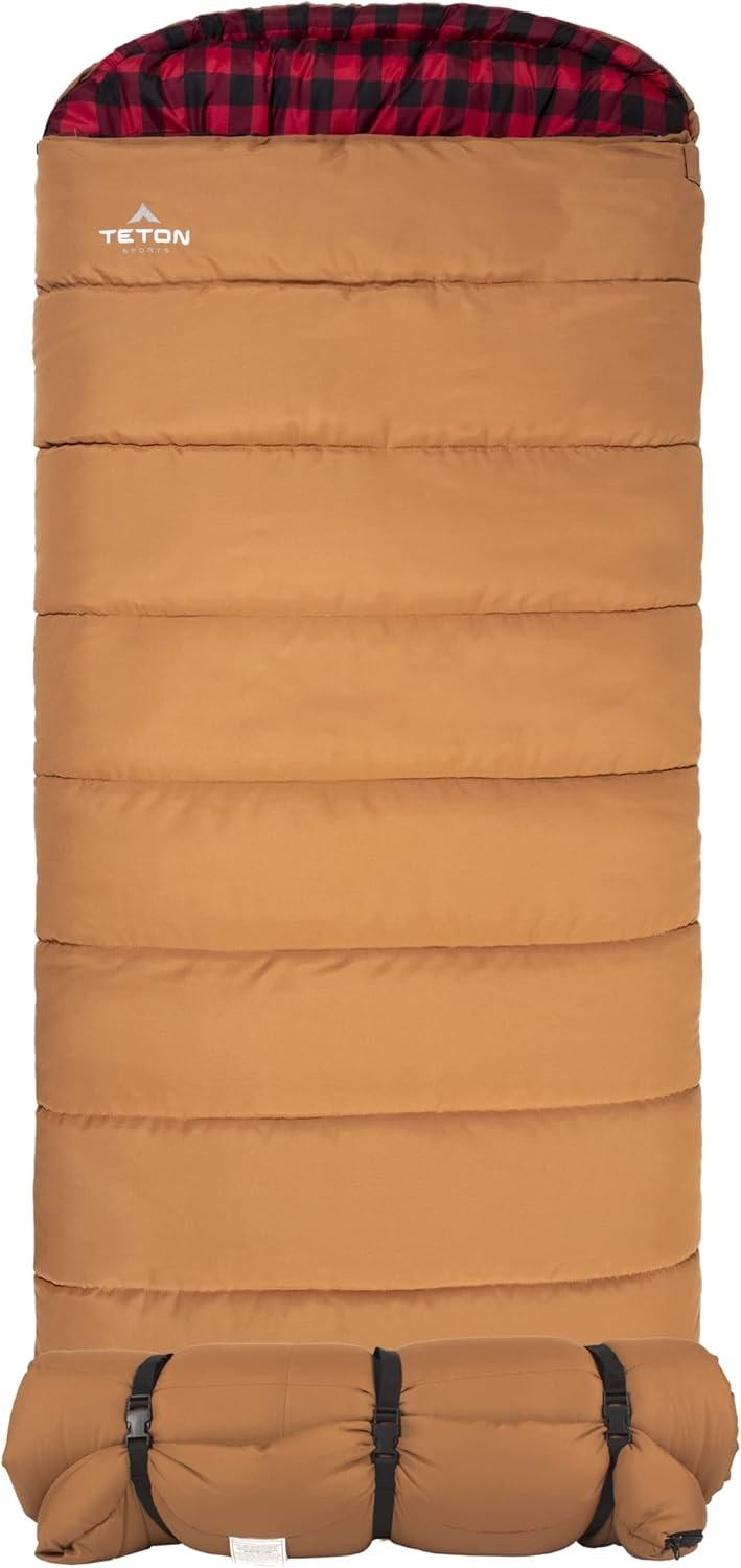 TETON Sports Deer Hunter Sleeping Bag, Warm and Comfortable Camping Sleeping Bag, Teton Tough Canvas Shell for Camping, Hunting, and Cold Weather