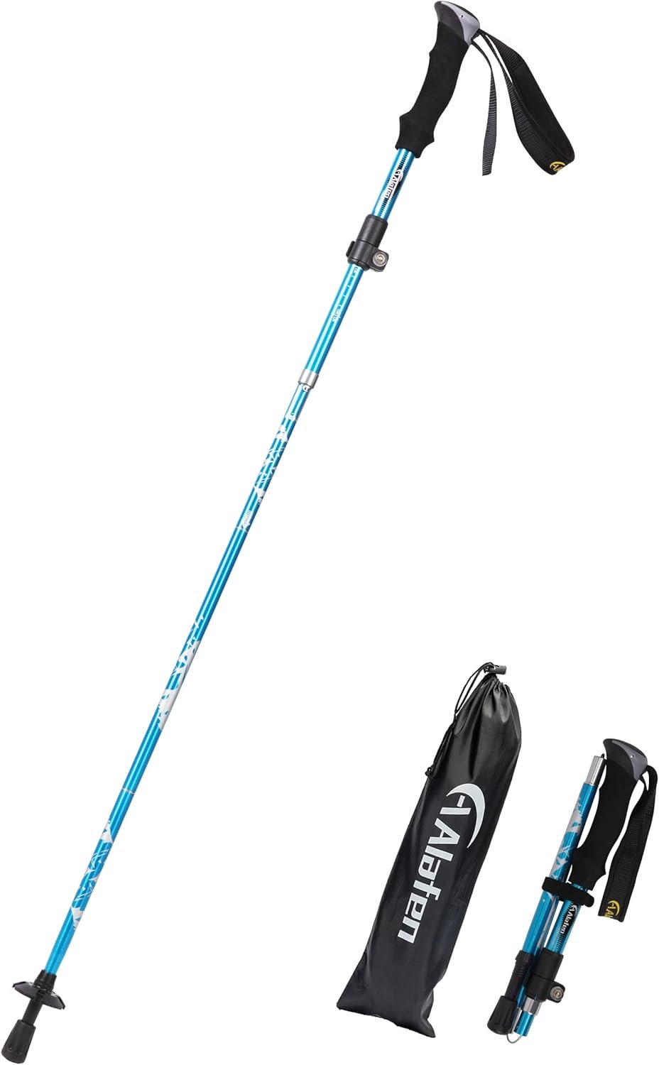 A ALAFEN Lightweight Collapsible Trekking Pole – 7075 Aluminum Adjustable Walking Stick for Hiking & Travel, Foldable Quick-Lock Design, Single Pole for Adults & Seniors