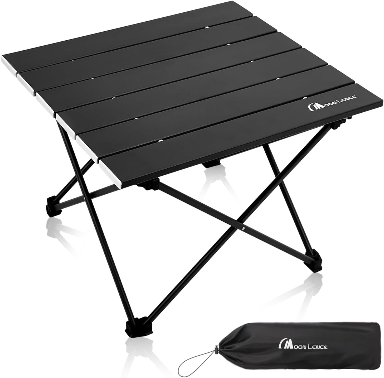MOON LENCE Ultralight Folding Camping Table, Compact,Portbale with Carry Bag, for Outdoor Cooking, Picnic, Camp, Boat, Travel (Black – S)