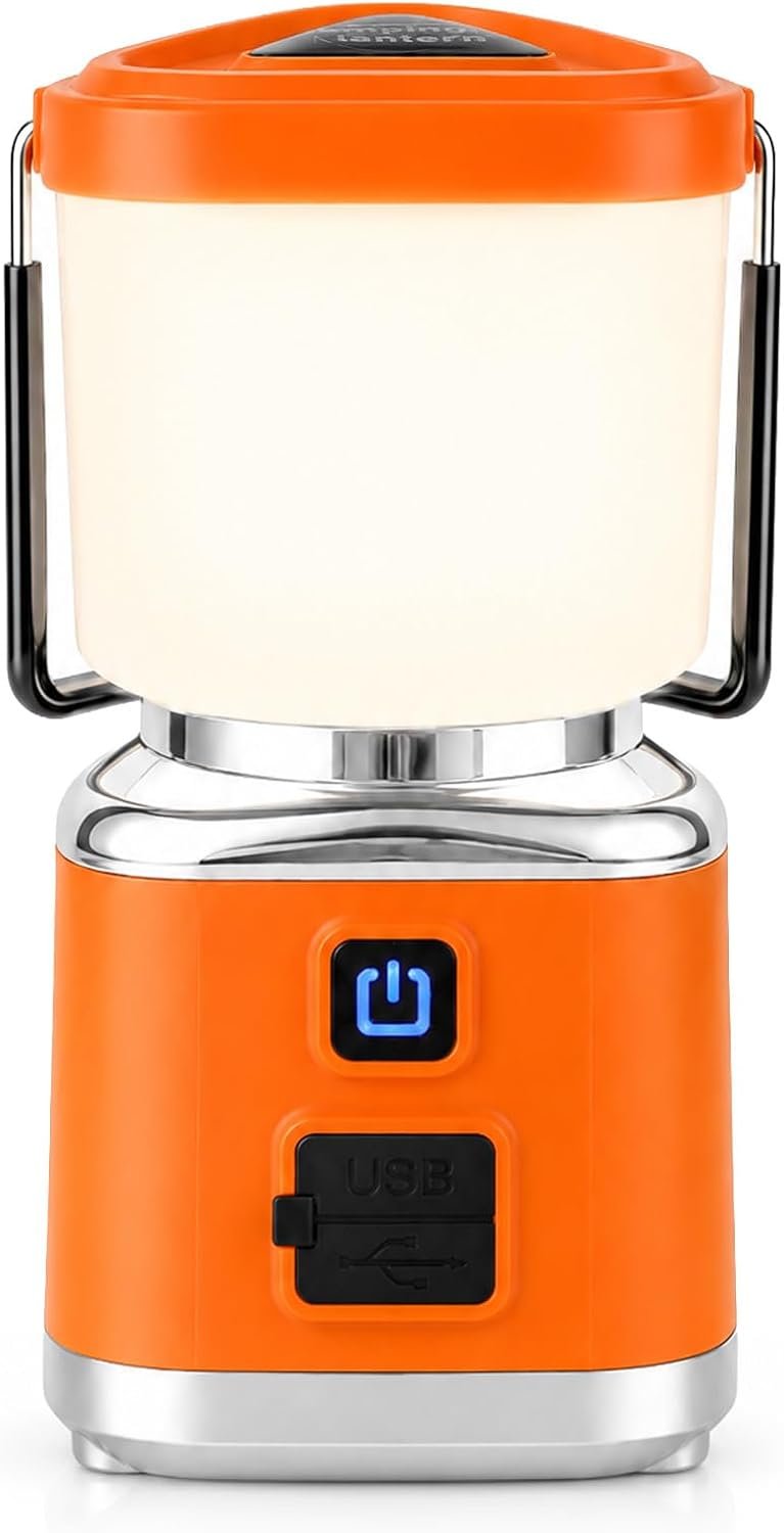 LED Camping Lantern, Rechargeable 3000mAh Battery Powered Camping Flashlight Lantern Light with 1500LM, 4 Modes, Stepless Dimming, IPX4 Waterproof Outdoor Emergency Torch Light Flashlight Tent Lamp