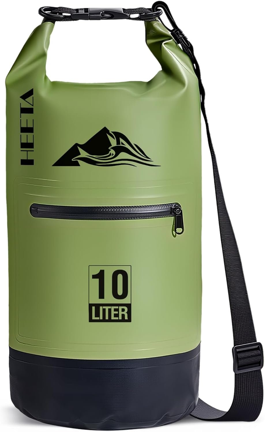 HEETA Waterproof Dry Bag with Front Zippered Pocket for Women Men, 5L/10L/20L/30L/40L Roll Top Lightweight Dry Storage Bag Backpack for Travel, Kayaking, Boating, Rafting, Camping, Hiking & Beach