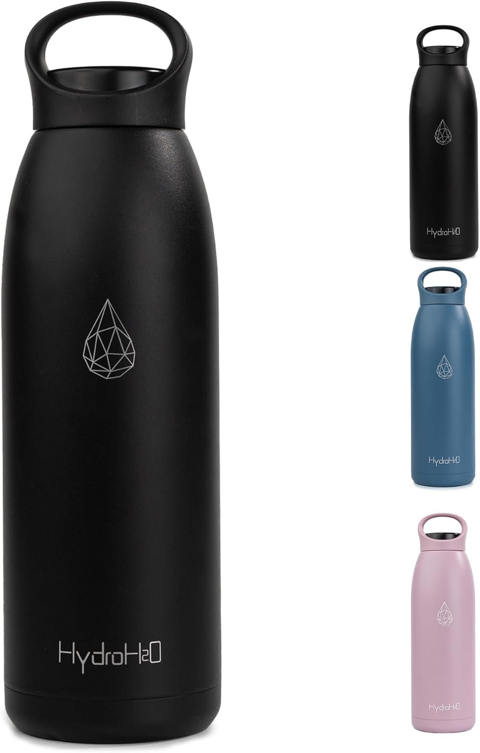 32oz Insulated Stainless Steel Water Bottle with Handle, Double Wall BPA-Free Metal Water Bottle, Leakproof, Keeps Cold 24H & Hot 12H, Ideal for Gym, Office, Hiking, Black