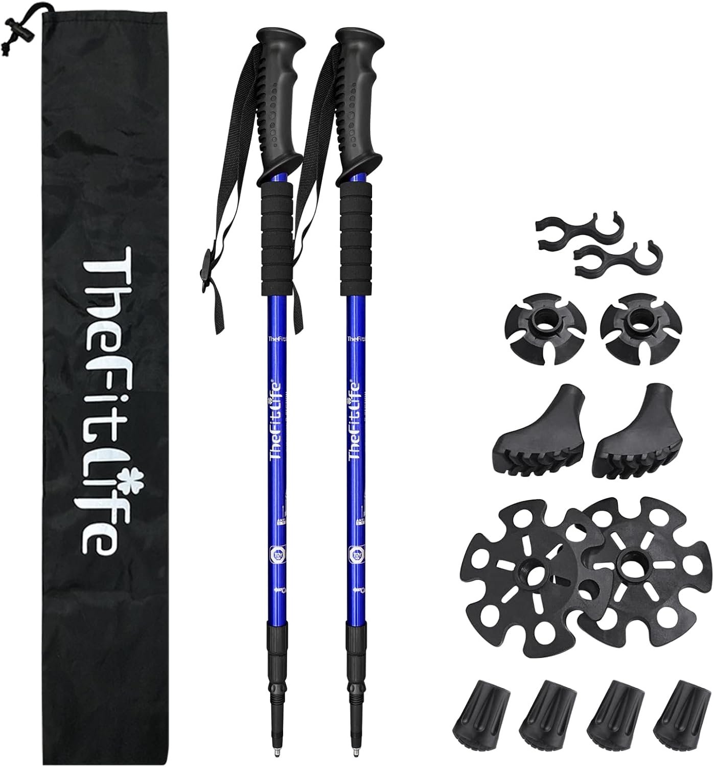 TheFitLife Nordic Walking Trekking Poles – 2 Sticks with Anti-Shock and Quick Lock System, Telescopic, Collapsible, Ultralight for Hiking, Camping, Mountaining, Backpacking, Walking, Trekking