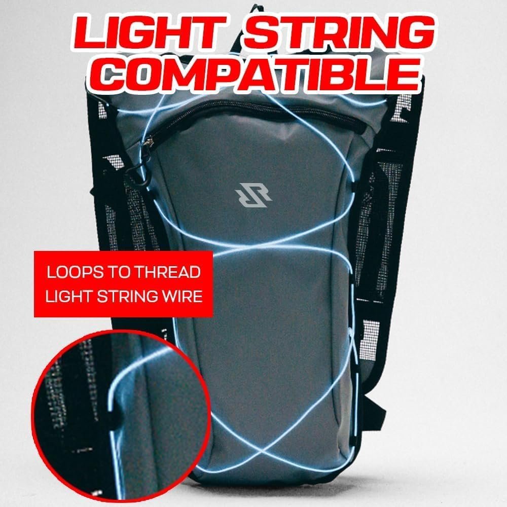 Festival Approved Hydration Backpack Rave | Anti-Theft Chest Pockets, 2L Bladder Included, Lightweight Ripstop Design