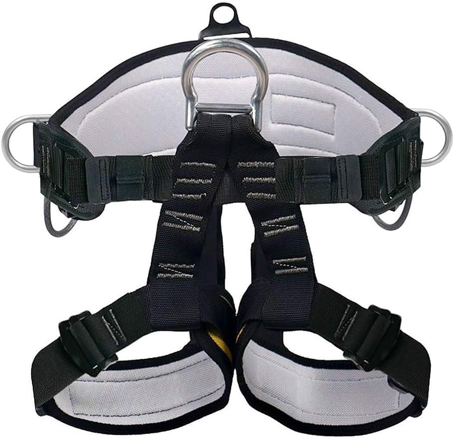 X XBEN Thicken Climbing Harness, Protect Waist Safety Harness Gear, Wider Half Body Harness for Roofing Fire Rescuing Rock Climbing Rappelling Tree Climb