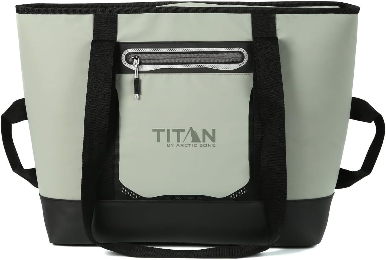 Titan by Arctic Zone Soft Sided Cooler Tote, Insulated Bag with Handle, Shoulder Strap, and Zipper for Lunch, Picnic, and Travel, 30 Can Capacity