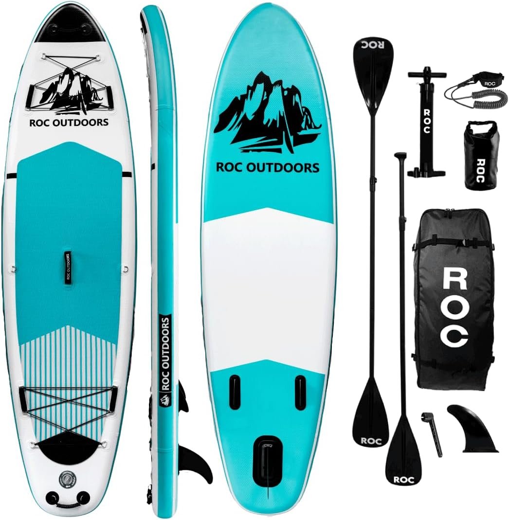 Roc Inflatable Stand Up Paddle Board with Premium SUP Paddle Board Accessories, Wide Stable Design, Non-Slip Comfort Deck for Youth & Adults
