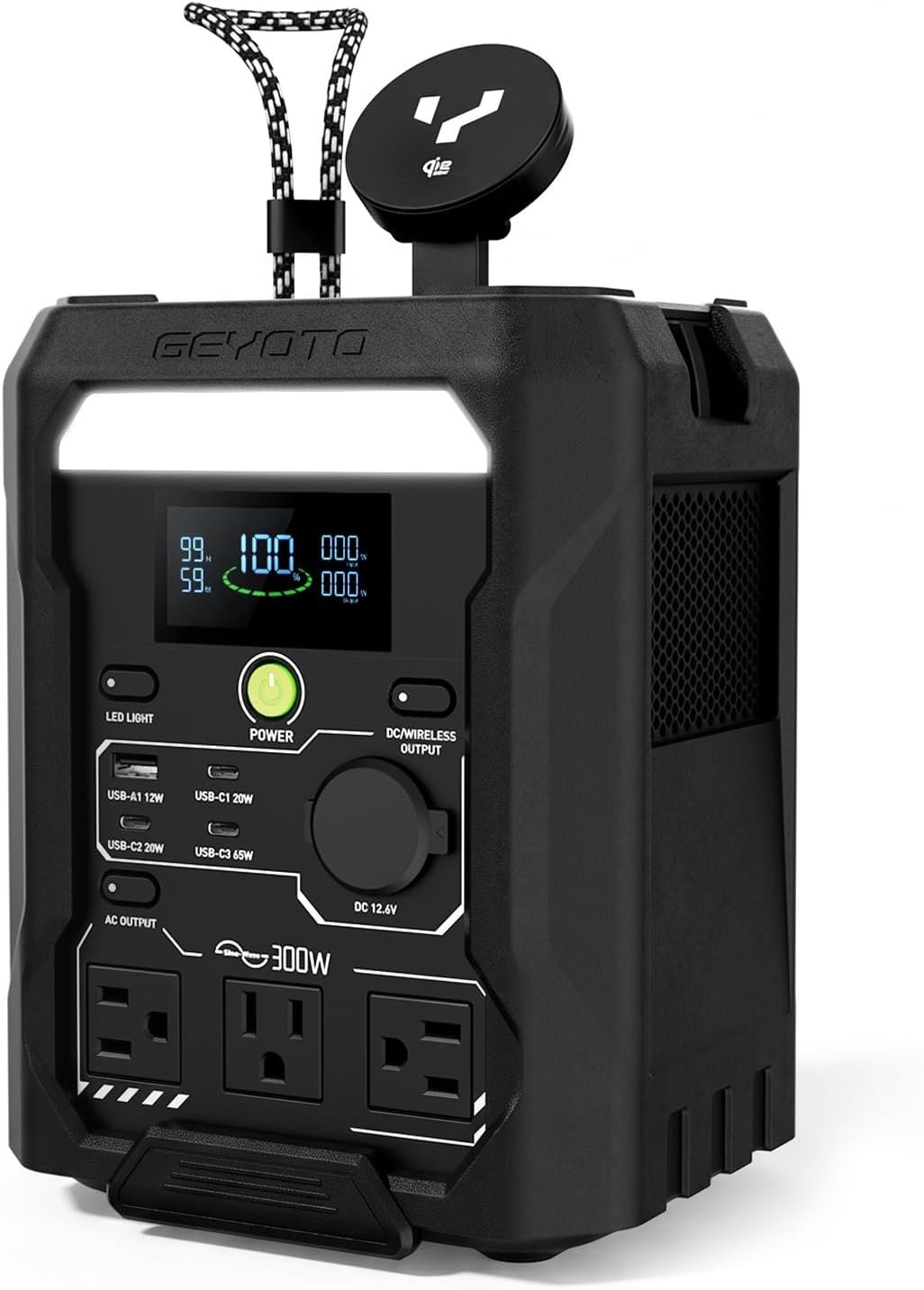 N300 Portable Power Station, 256Wh LifePO4 Battery,300W AC Outlets (500W P-Boost), 25W Wireless Charging,