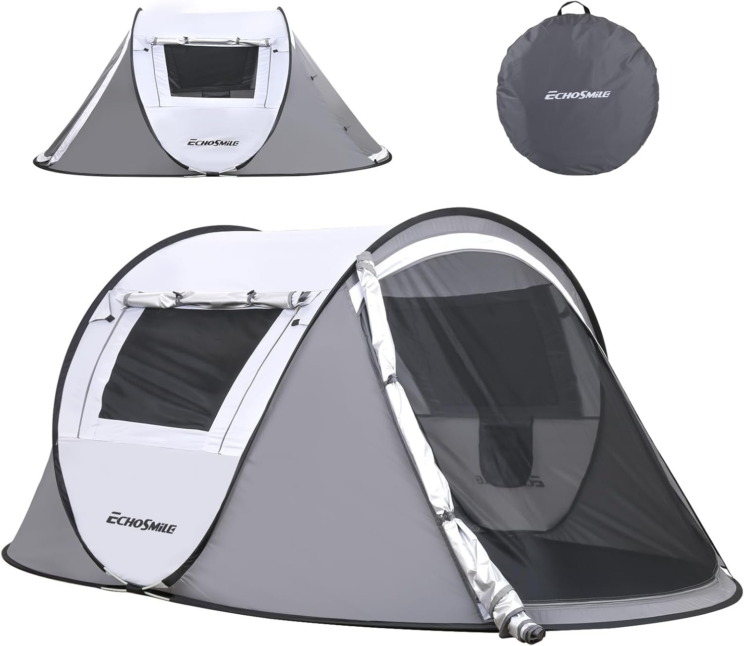 EchoSmile Pop Up Camping Tent, 2/4/6 Person Easy Setup Tent, Water Resistant Dome, Portable with Carry Bag