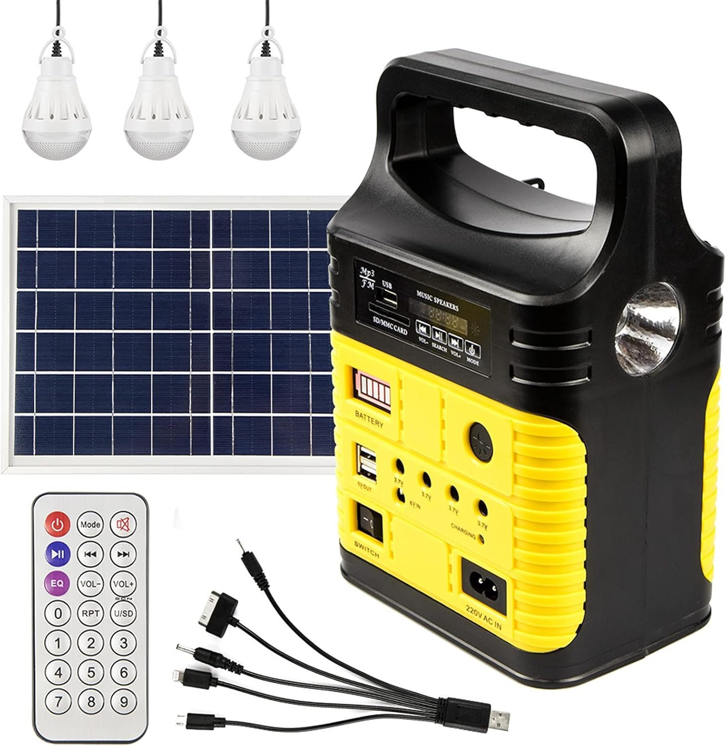 Solar Generator – Portable Power Station for Emergency Power Supply,Portable Generators for Camping,Home Use&Outdoor,Solar Powered Generator With Panel Including 3 Sets LED Light (Yellow)