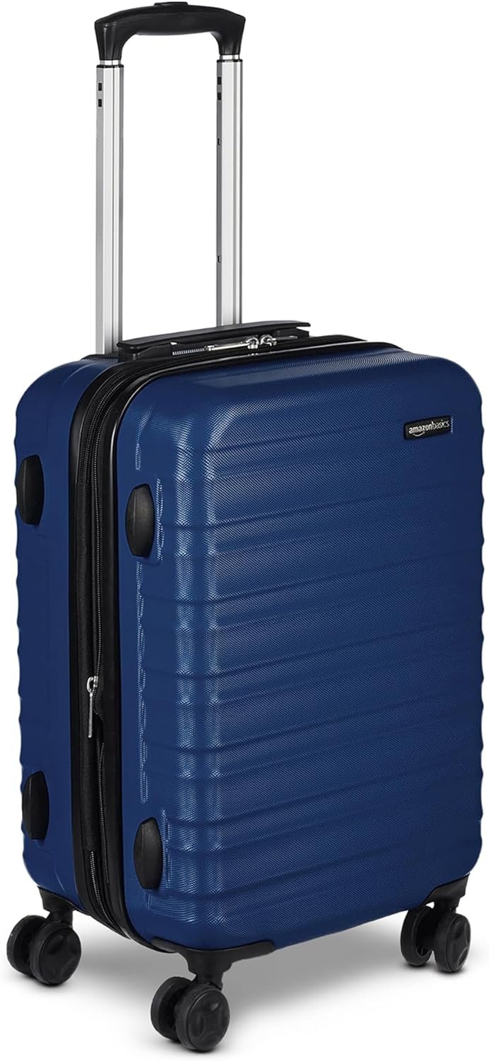 Amazon Basics 21″ Hardside Carry-On Luggage with Multi-directional Wheels, Expandable for Up to 25% More Space, Scratch-Resistant Surface, Organized Interior, Navy Blue