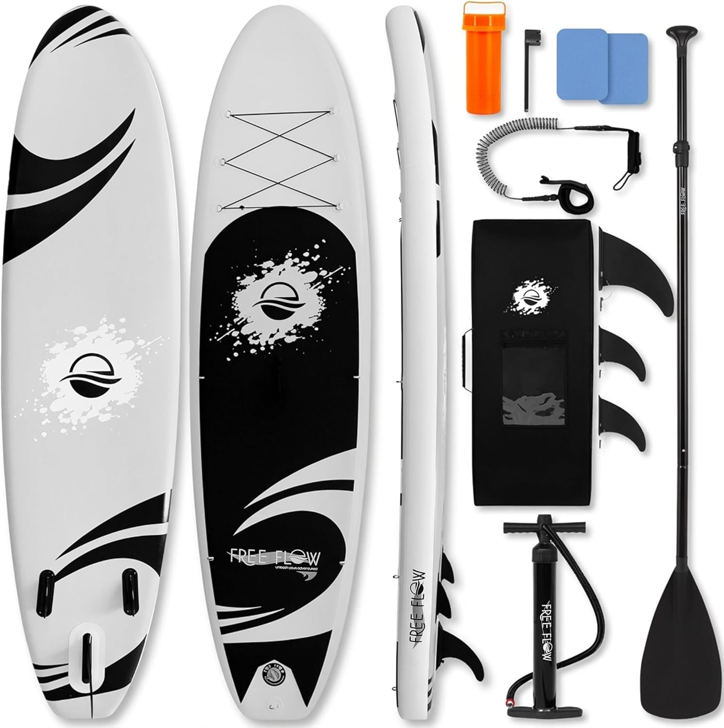 SereneLife 10’6” Inflatable Stand Up Paddle Board with Premium SUP Accessories – 32” Wide Stable Design with Non-Slip EVA Deck Pad, for Youth and Adults, 350 lbs. Capacity