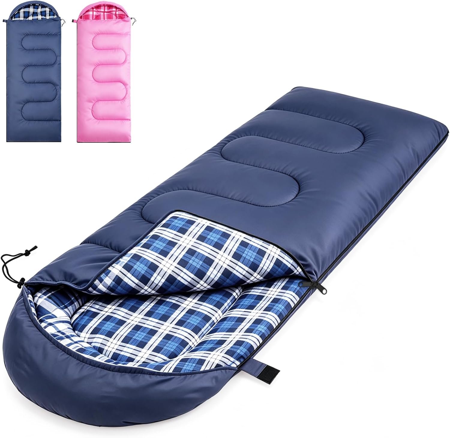 Uniqwamer 0 Degree Cotton Flannel Sleeping Bag for Adults Kids – 4 Seasons Cold & Warm Weather Lightweight Waterproof Camping Sleeping Bags for Traveling Hiking Camping