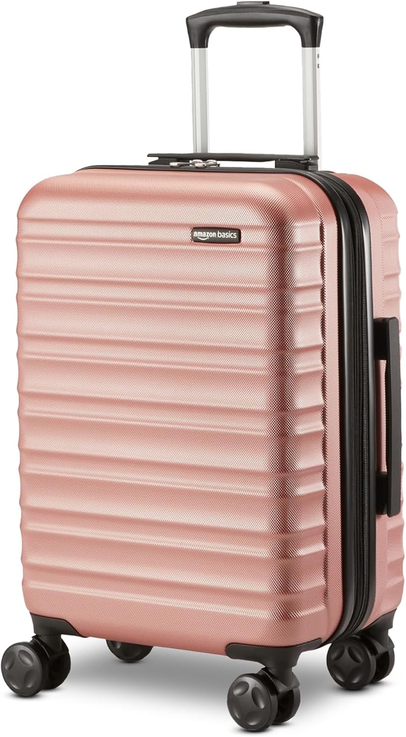 Amazon Basics 21″ Hardside Carry-On Luggage with Multi-directional Wheels, Expandable for Up to 25% More Space, Scratch-Resistant Surface, Rose Gold