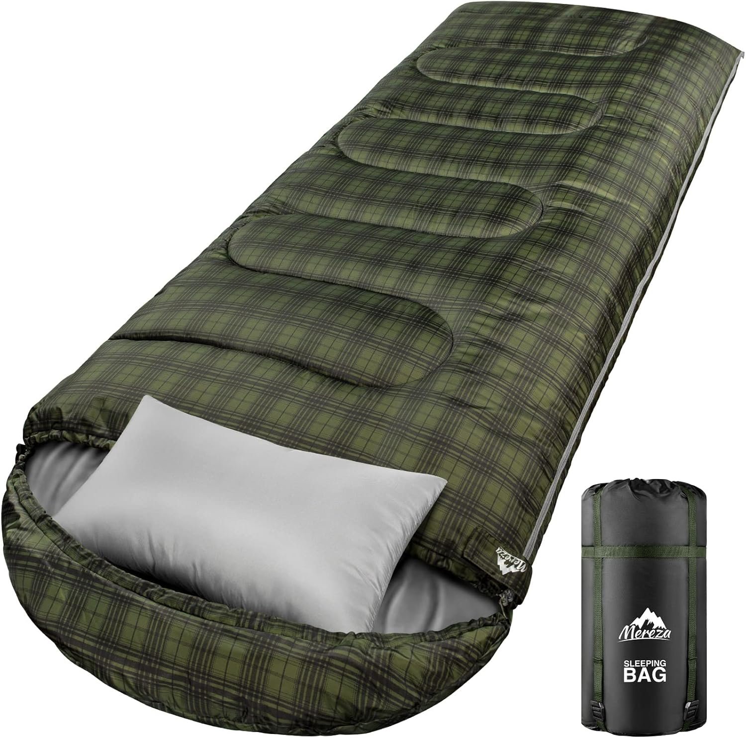MEREZA 0 Degree Winter Sleeping Bag for Adults Kids with Pillow, Cold Weather Sleeping Bag for 4 Season Camping Hiking Backpacking Sleeping Bags for Big and Tall
