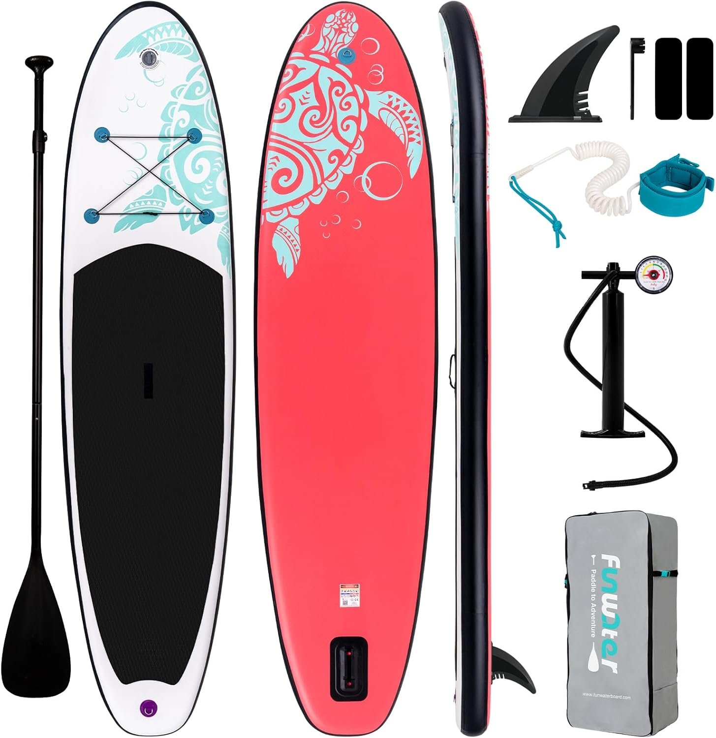 FunWater Inflatable Stand Up Paddle Board with Premium SUP Paddleboard Accessories, Anti-Slip EVA Deck, 11’6”/11’/10’6” Paddle Boards for Adults & Youth of All Skill Levels