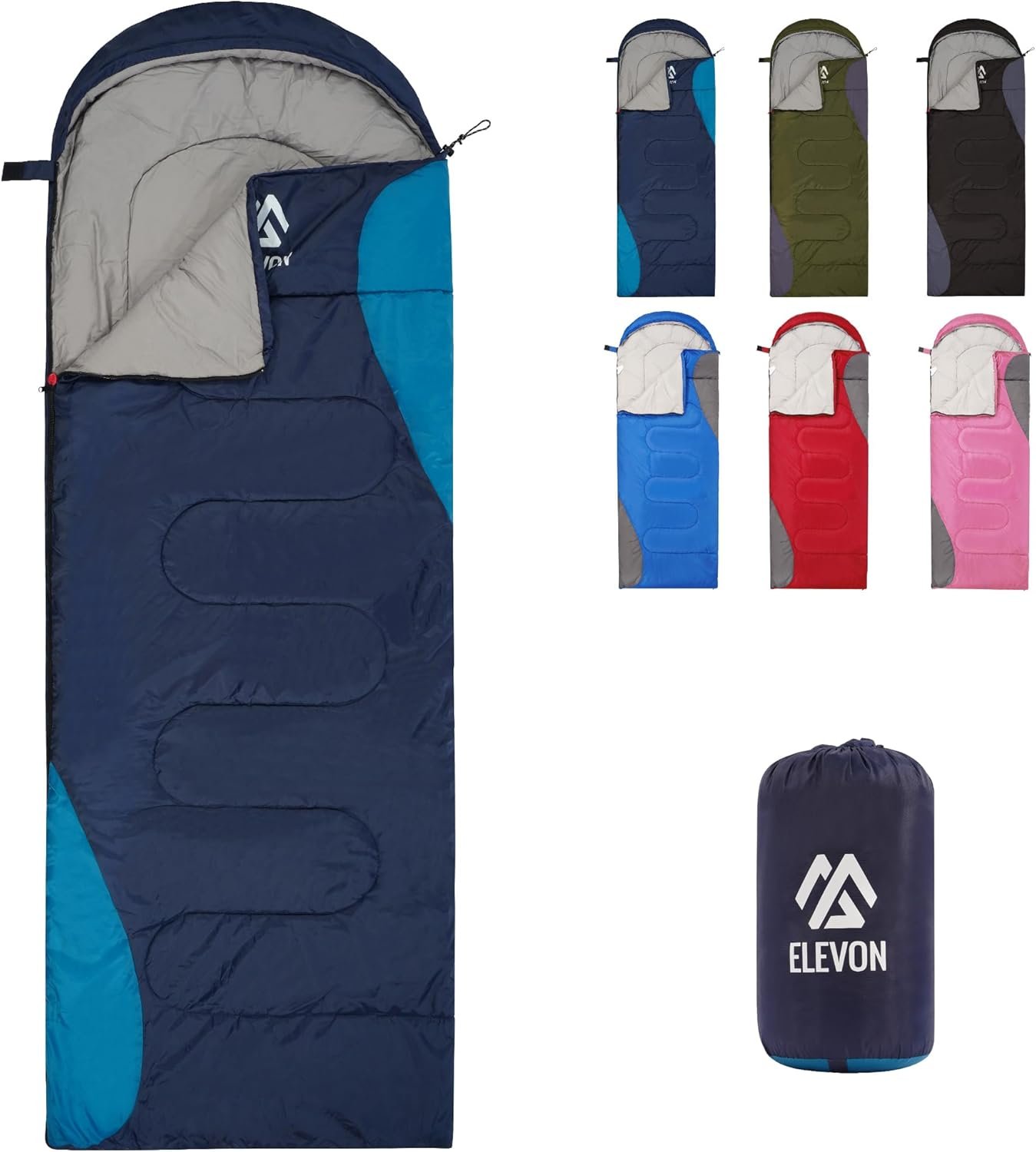 Elevon Sleeping-Bags Elevon Sleeping Bag for Adults Teens Kids Cold Warm Weather, Portable Waterproof & Lightweight with Compression Sack