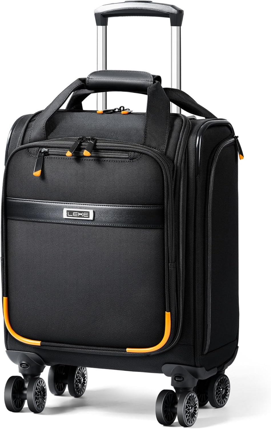 Underseat Carry On Luggage with Spinner Wheels,16 Inch Softside Suitcase with Detachable Wheels, Lightweight Travel Luggage Bag for Men Women, Black